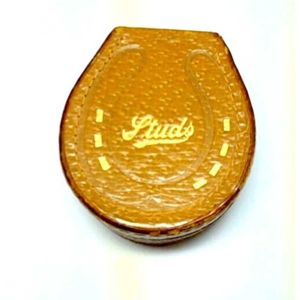 Pigskin Case MADE IN ENGLAND Vintage STUDS Genuine